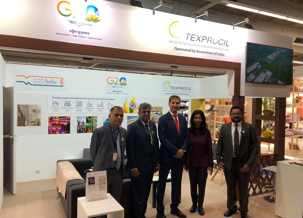 Dignitaries at the inauguration of Texprocil Brand India Pavillion in Hall 10.2, Booth C54, Heimtextil  today 10th January 2023