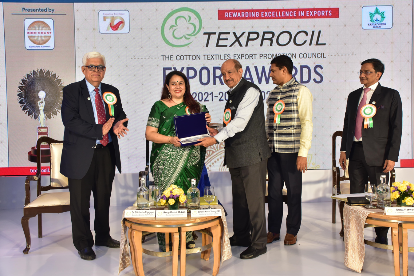 Smt Roop Rashi Textile Commissioner at Texprocil Export Award Function held at Mumbai on 7th May, 2024