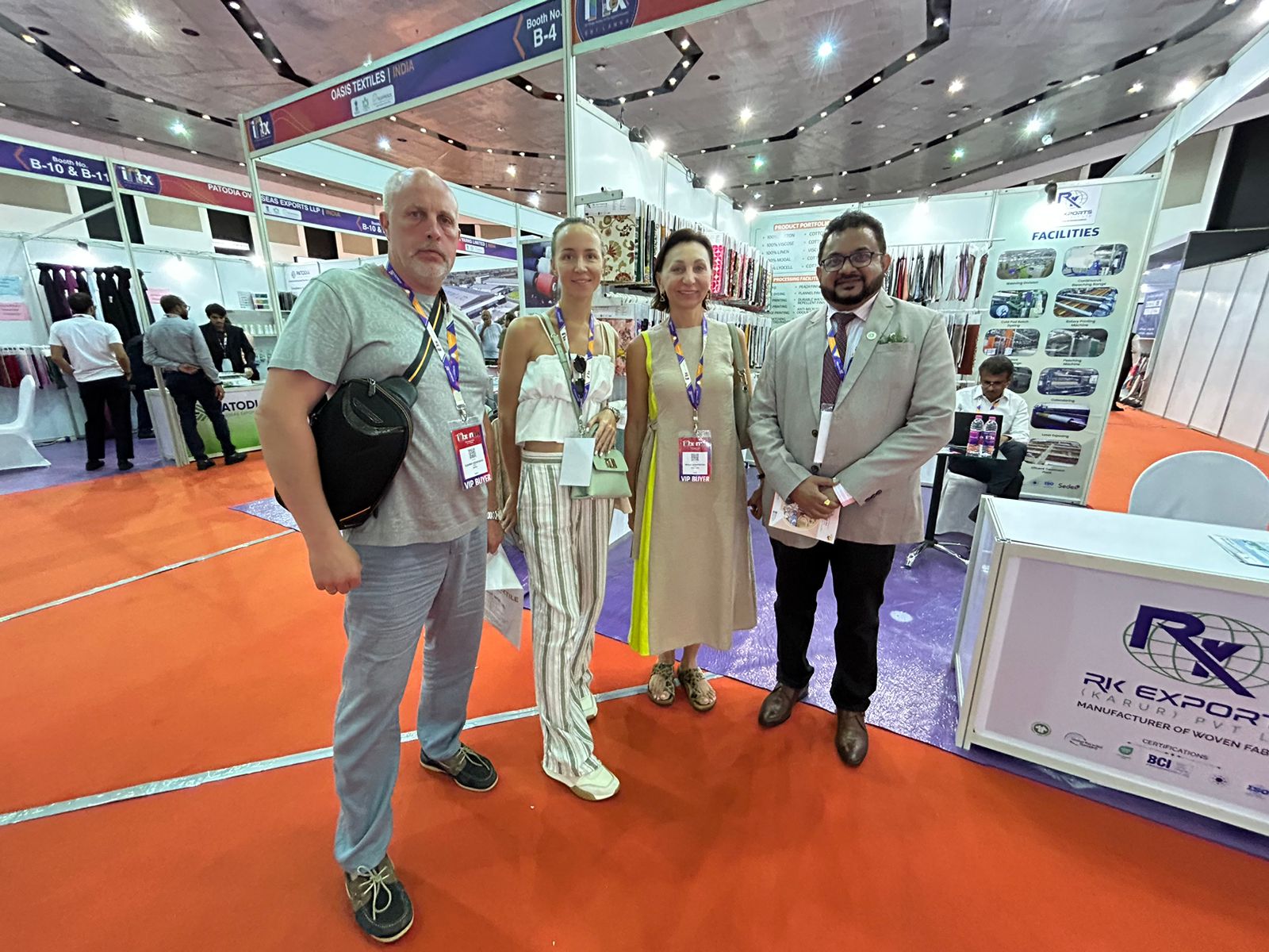 Members of the Russian Delegation being welcomed at the India Pavilion set up by TEXPROCIL at Intex South Asia, Colombo, Sri Lanka