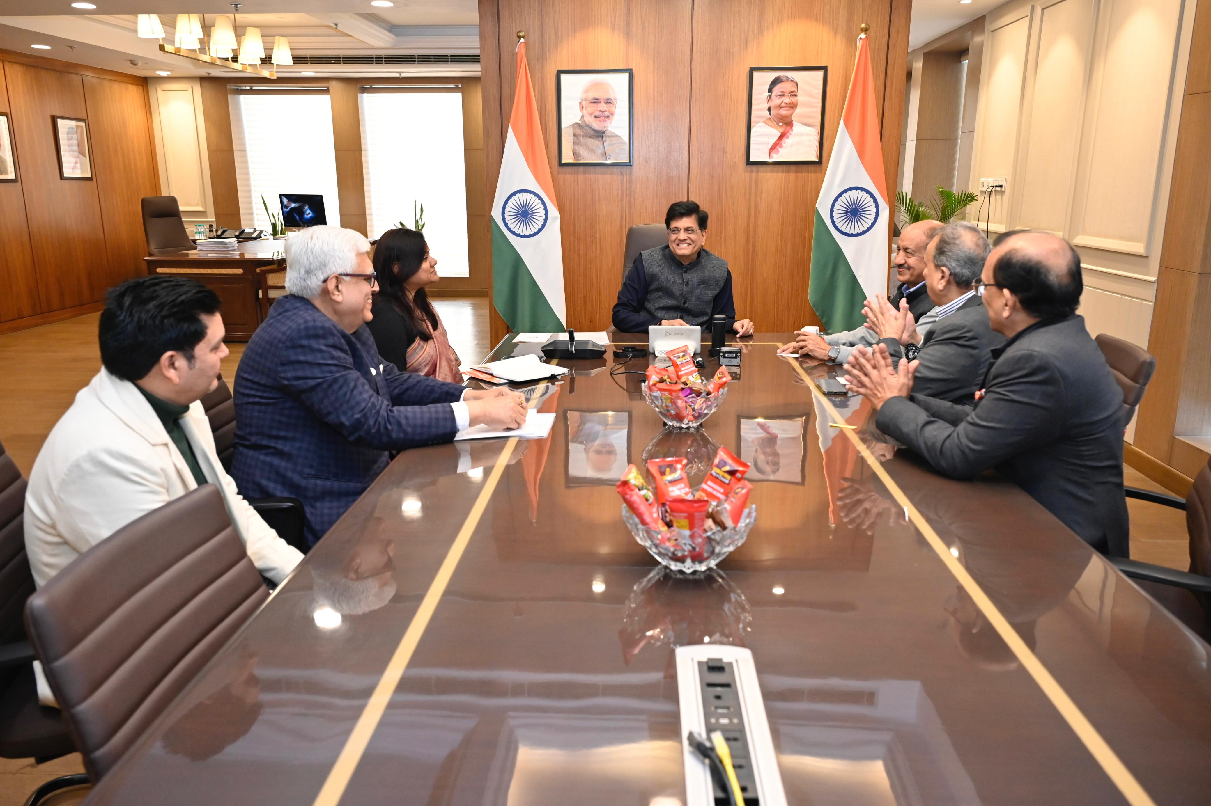 Shri Vijay Agarwal, Chairman Texprocil and Dr. Siddhartha Rajagopal, ED met Shri Piyush Goyal ji, Hon'ble CIM on January 10, 2025 and discussed on various issues concerning the cotton textiles sector.