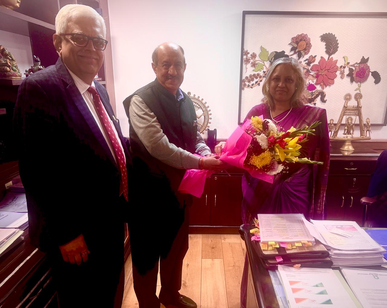 Shri Vijay Agarwal, Chairman Texprocil and Dr. Siddhartha Rajagopal, Executive Director, greeted newly appointed Secretary of Textiles, Smt. Neelam Shami Rao on 10th Jan 2025, at her office in New Delhi