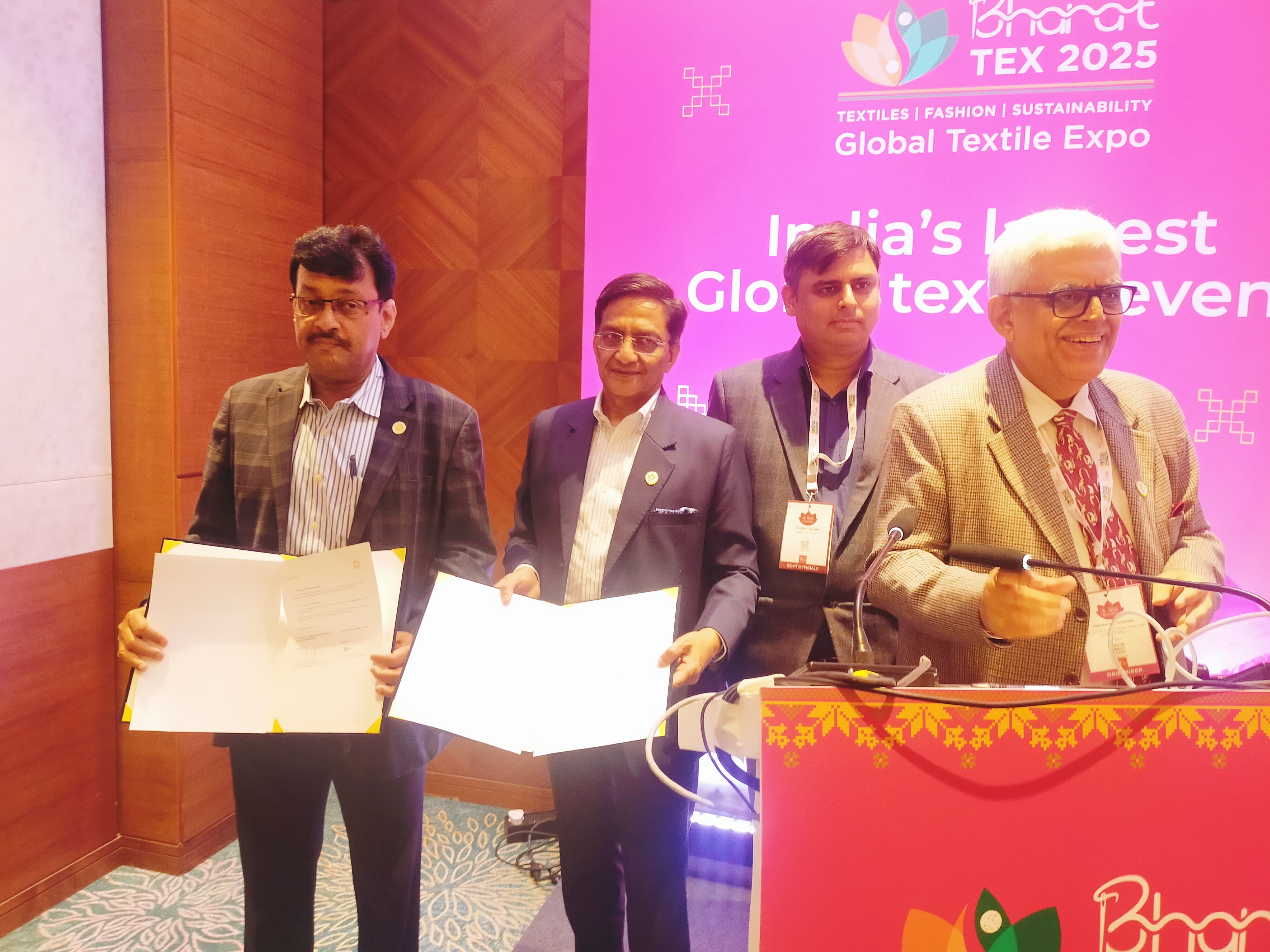 TEXPROCIL has signed a (MoU) on 15th February 2025, with Indo Count Industries Ltd for procurement of 5,000 bales of Kasturi Cotton at Bharat Tex 2025