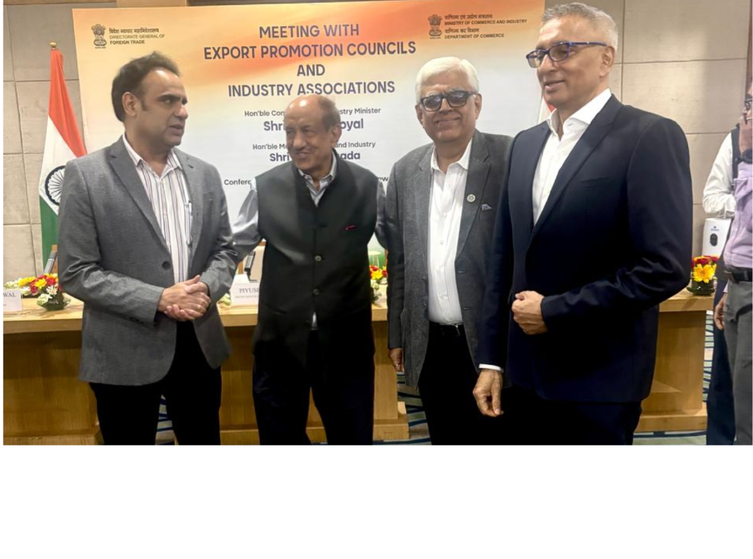 Shri Vijay Agarwal, Chairman Texprocil alongwith Shri Ravi Sam Vice Chairman and Dr. Siddhartha Rajagopal, ED greeted Shri Ajay Bhadoo, DGFT at Delhi, on 27th May, 2025.